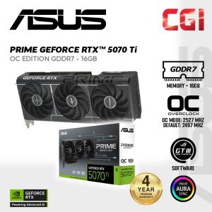 Asus Prime GeForce RTX™ 5070 Ti 016G OC Edition GDDR7  (PCIe® 5.0, 16GB GDDR7, HDMI®/DP 2.1, 2.5-slot, Axial-tech fans, Dual BIOS) - PRIME-RTX5070TI-O16G
